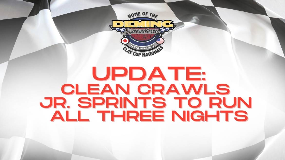 UPDATE! Clean Crawls Junior Sprints Running ALL THREE Nights